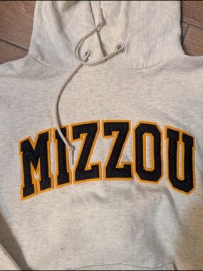 Mizzou Champion Cream Heather Hooded Sweatshirt